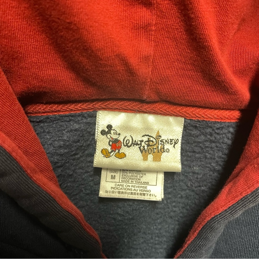 Vintage Walt Disney World Pullover Hooded Sweatshirt Mens Medium Full Zip Blue - Picture 5 of 8